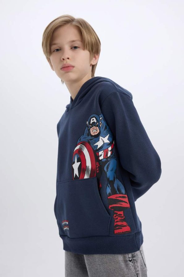 Boys' Marvel Hoodie with Kangaroo Pocket Sweatshirt