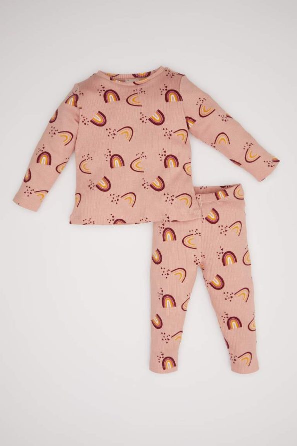 Girls' Baby Pajama Set with Rainbow Print