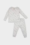 Boys' Bear Print Long Sleeve Pajama Set with Elastic Waist Pants