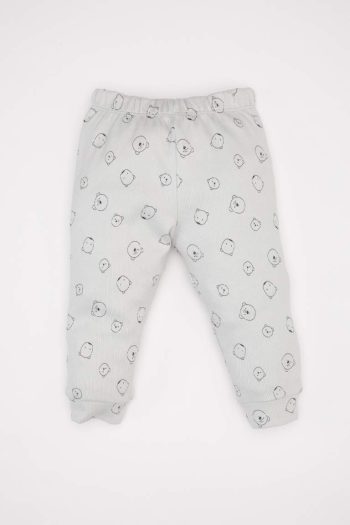 Boys' Bear Print Long Sleeve Pajama Set with Elastic Waist Pants