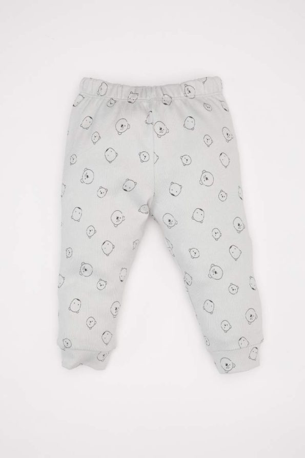 Boys' Bear Print Long Sleeve Pajama Set with Elastic Waist Pants