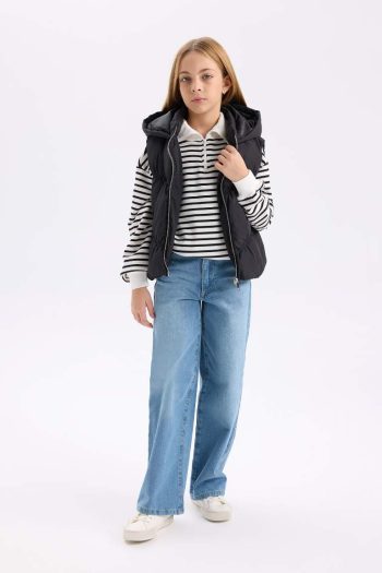 Girls' Water-Resistant Hooded Puffer Vest