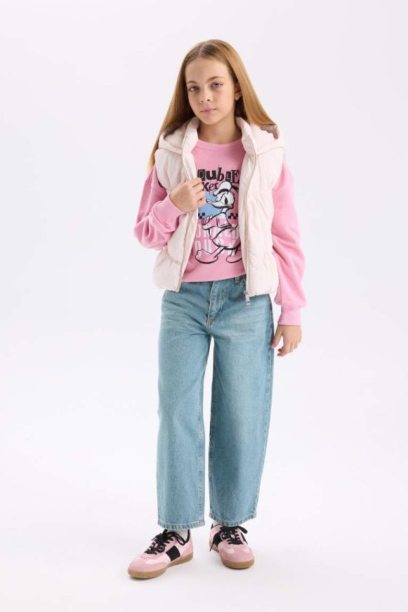 Girls' Water-Resistant Hooded Zip-Up Puffer Vest