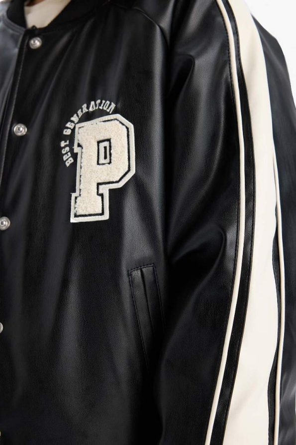 Girls' Water-Resistant College Collar Bomber Jacket