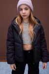 Girls' Water-Resistant Hooded Zippered Puffer Jacket with Pockets