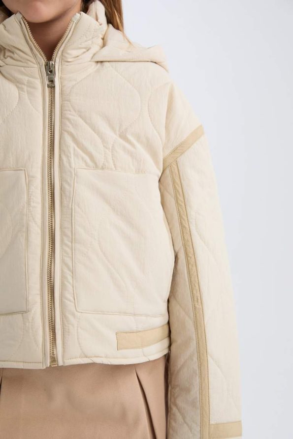 Girls' Water-Resistant Hooded Zip-Up Jacket with Pockets