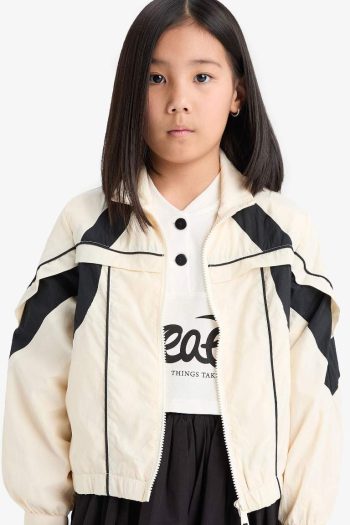 Girls Waterproof Hooded Zip-Up Raincoat