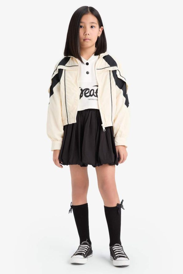 Girls Waterproof Hooded Zip-Up Raincoat