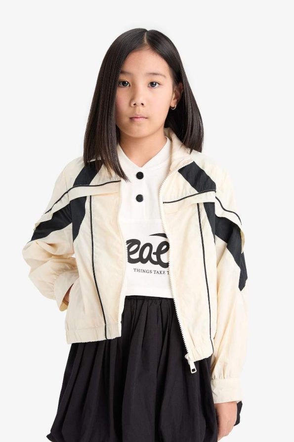 Girls Waterproof Hooded Zip-Up Raincoat