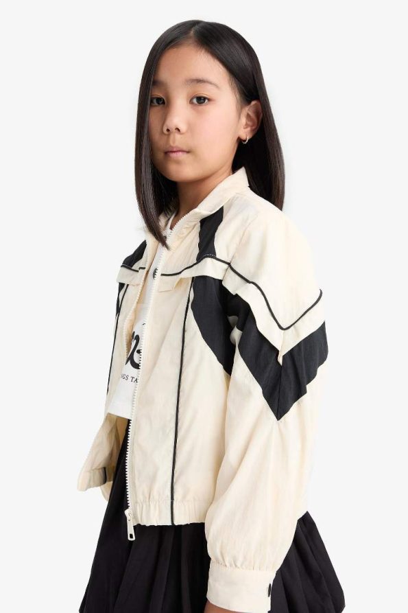 Girls Waterproof Hooded Zip-Up Raincoat