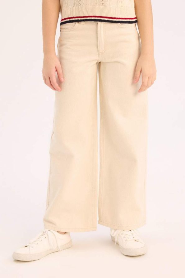 Girls' Wide Leg Cotton Trousers