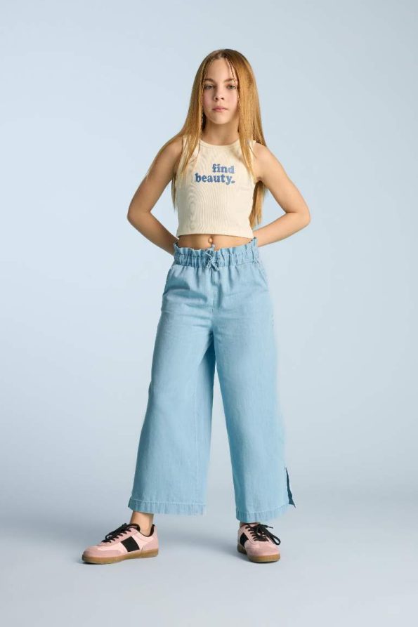 Girls' Wide Leg Culotte Jean Pants
