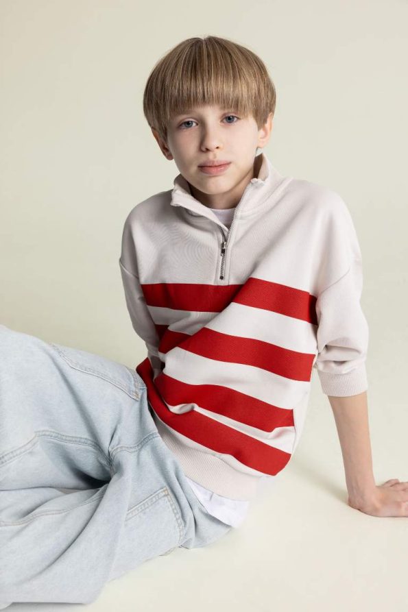 Boys' Oversized Fisherman Neck Sweatshirt