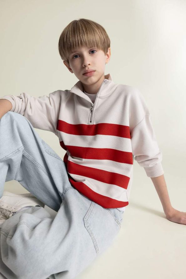 Boys' Oversized Fisherman Neck Sweatshirt