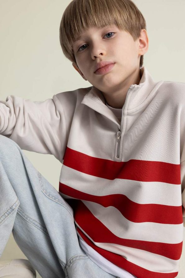 Boys' Oversized Fisherman Neck Sweatshirt