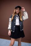 Girls' Printed College Style Soft-Fleece Bomber Jacket