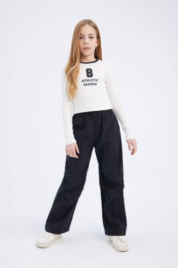 Girls' Slim Fit Printed Long Sleeve T-Shirt