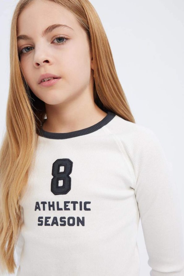 Girls' Slim Fit Printed Long Sleeve T-Shirt