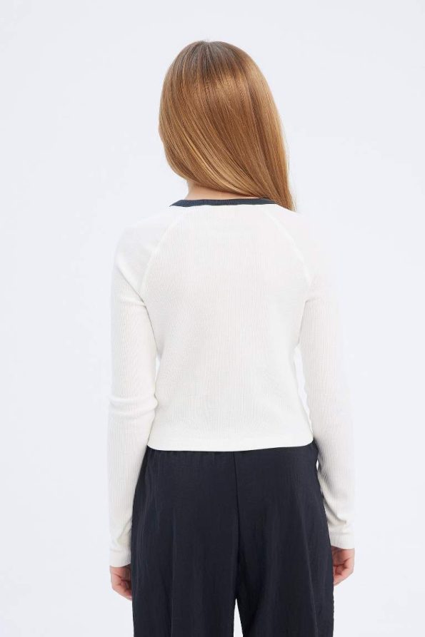 Girls' Slim Fit Printed Long Sleeve T-Shirt