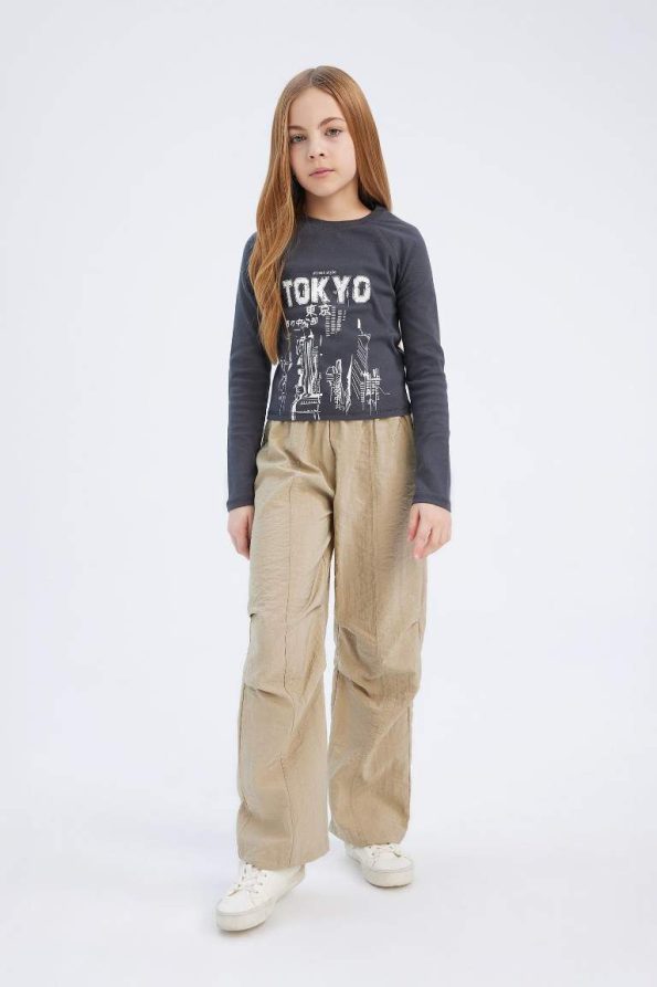 Girls' Elastic Waist Straight Leg Parachute Pants