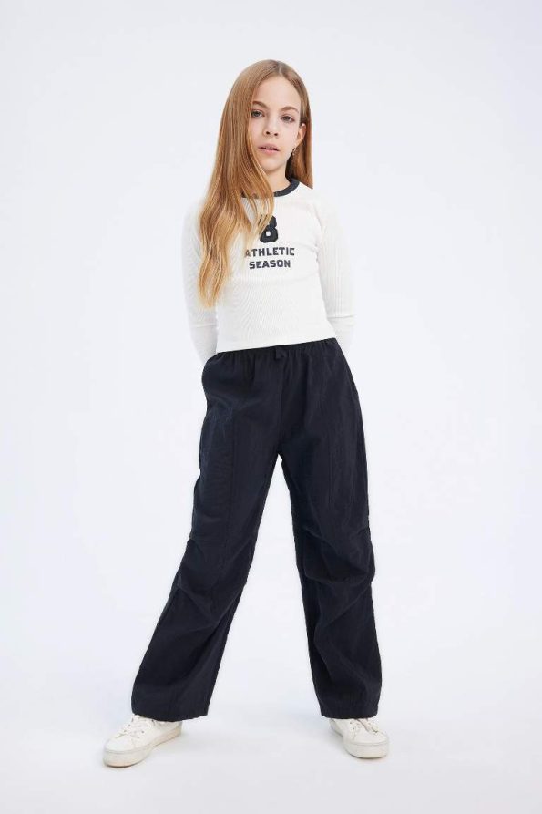 Girls' Elastic Waist Straight Leg Parachute Pants