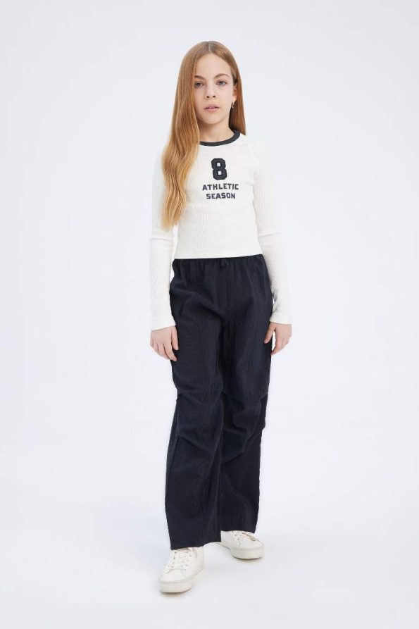 Girls' Elastic Waist Straight Leg Parachute Pants