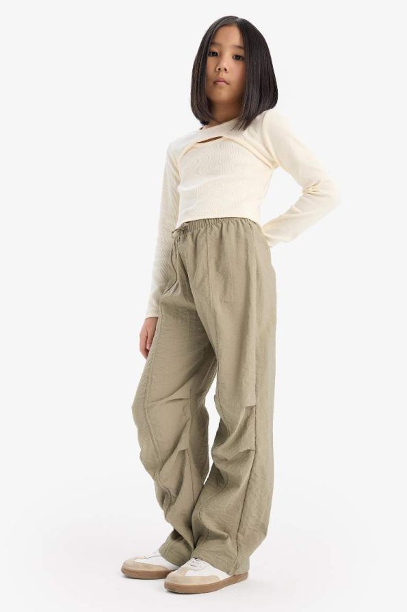 Girls' Elastic Waist Straight Leg Parachute Pants