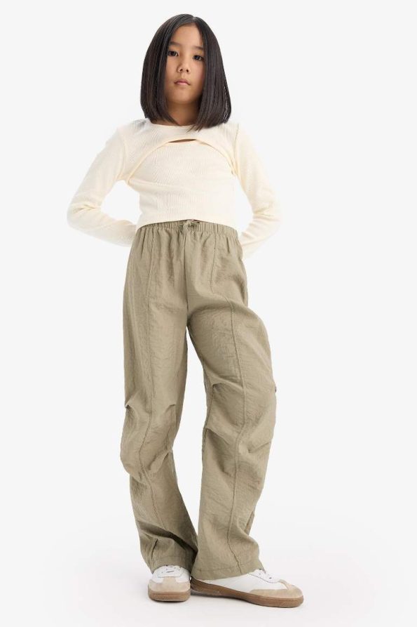 Girls' Elastic Waist Straight Leg Parachute Pants