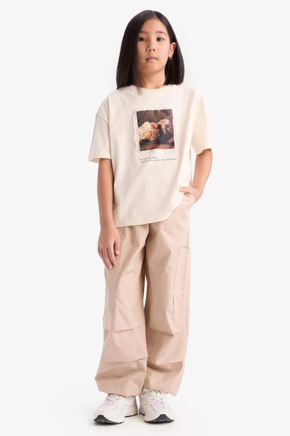 Girls' Cotton Cargo Jogger Pants
