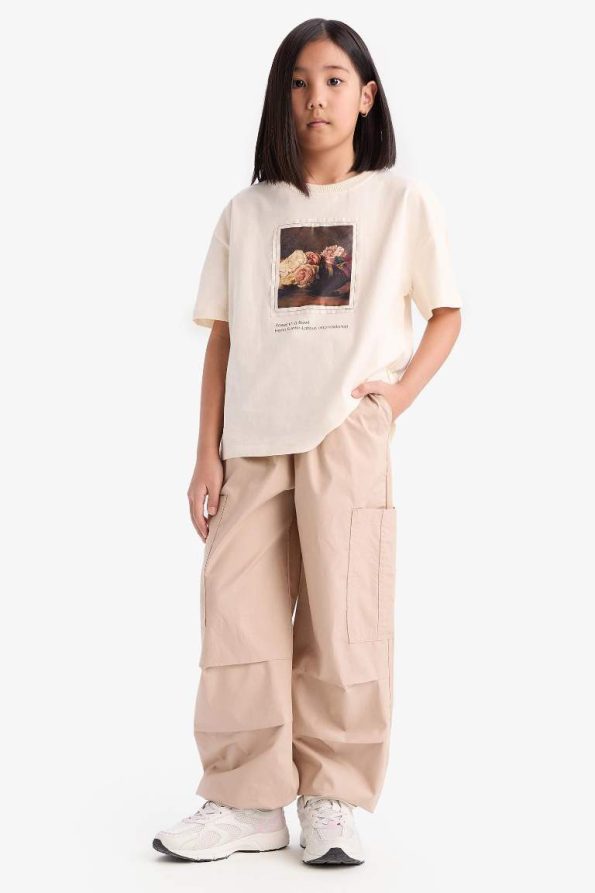 Girls' Cotton Cargo Jogger Pants