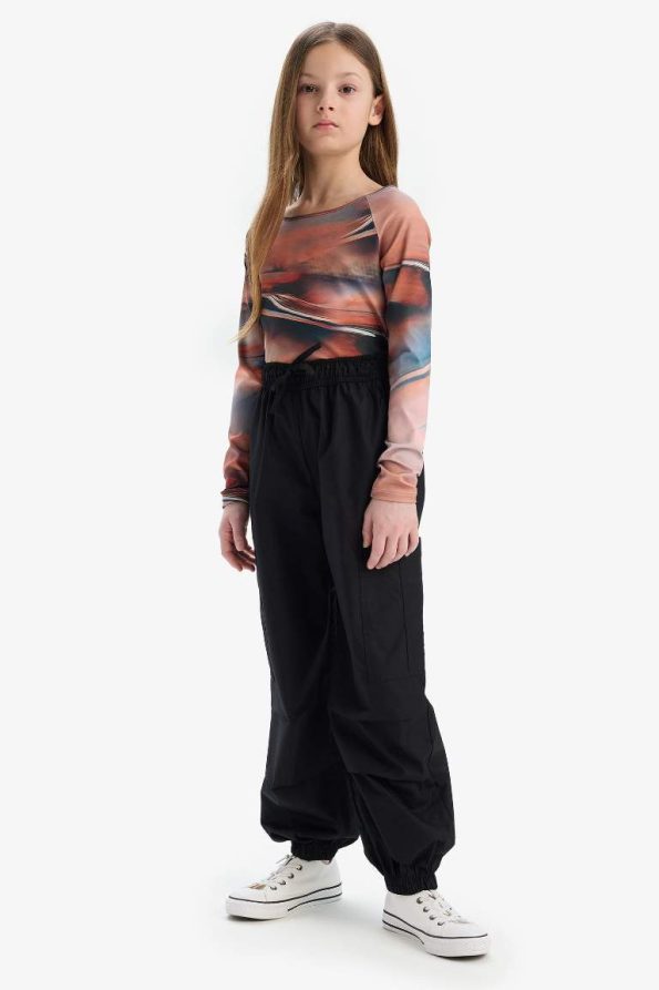 Girls' Cotton Cargo Jogger Pants