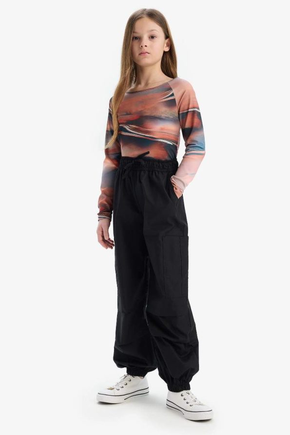 Girls' Cotton Cargo Jogger Pants