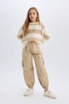 Girls' Cotton Cargo Jogger Pants