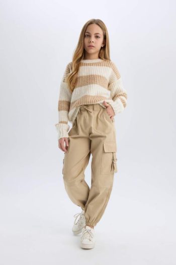 Girls' Cotton Cargo Jogger Pants