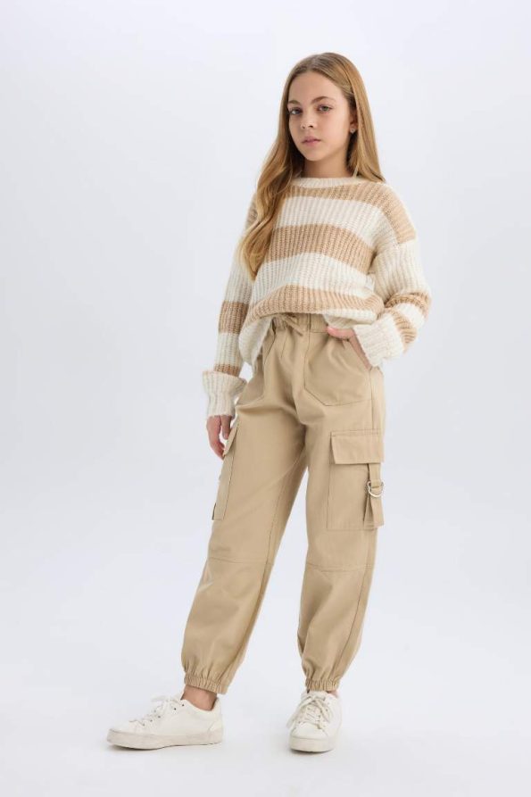 Girls' Cotton Cargo Jogger Pants
