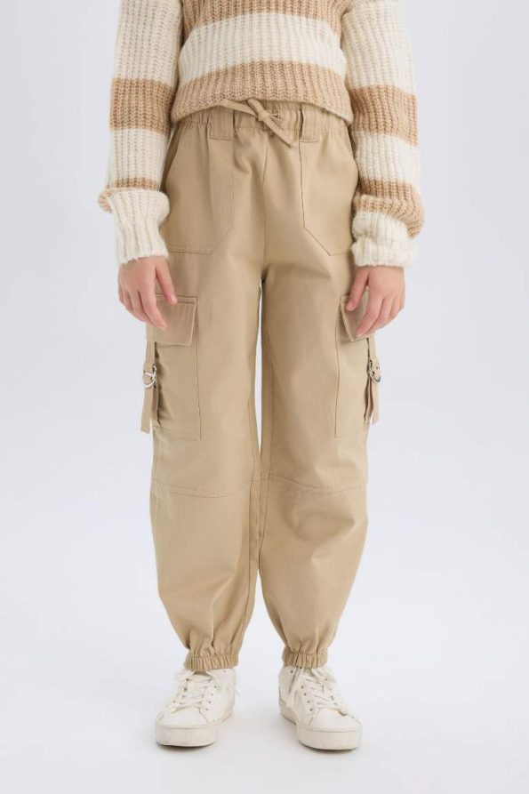 Girls' Cotton Cargo Jogger Pants