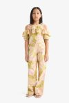 Girls' Printed Wide Leg Cotton Trousers