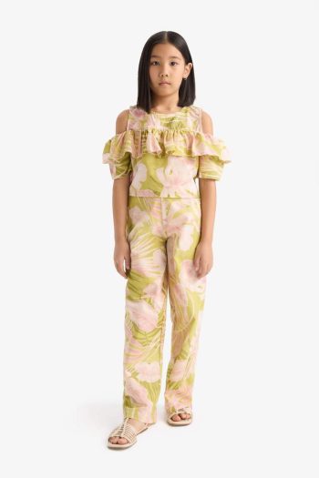 Girls' Printed Wide Leg Cotton Trousers