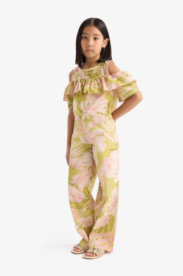 Girls' Printed Wide Leg Cotton Trousers
