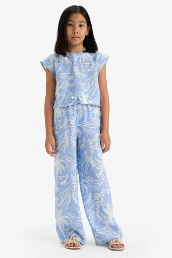 Girls' Palazzo Wide-Leg Printed Trousers