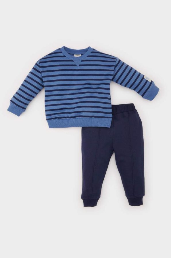 Boys' 2-Piece Striped Sweatshirt and Elastic Waist Pants Set