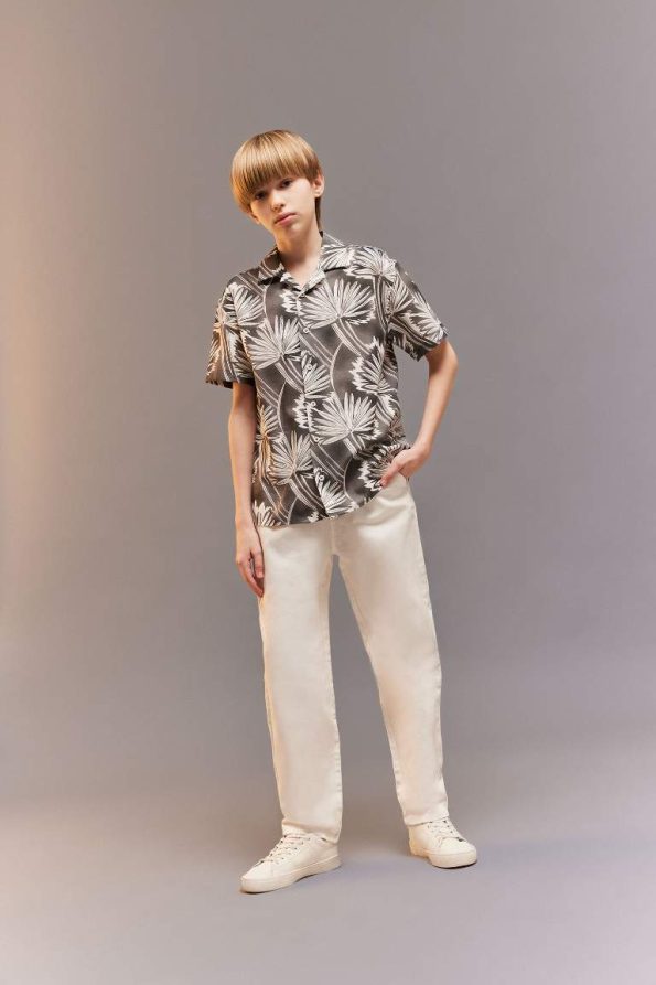 Boys' Oversized Fit Polo Collar Short Sleeve Shirt