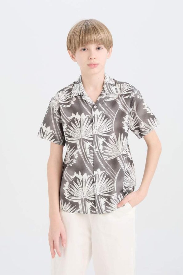 Boys' Oversized Fit Polo Collar Short Sleeve Shirt