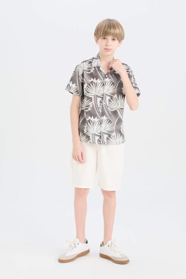 Boys' Oversized Fit Polo Collar Short Sleeve Shirt