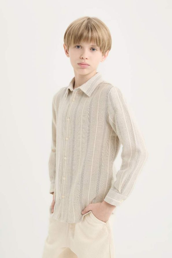 Boys' Striped Long Sleeve Polo Shirt