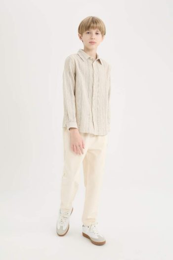 Boys' Striped Long Sleeve Polo Shirt