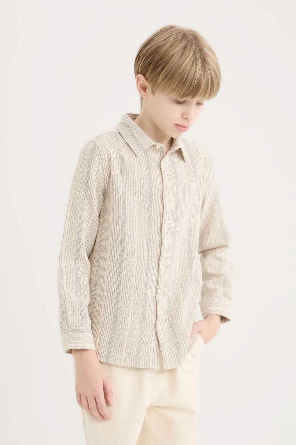 Boys' Striped Long Sleeve Polo Shirt