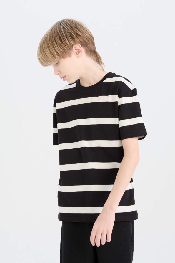 Boys' Striped Short Sleeve Crew Neck T-Shirt