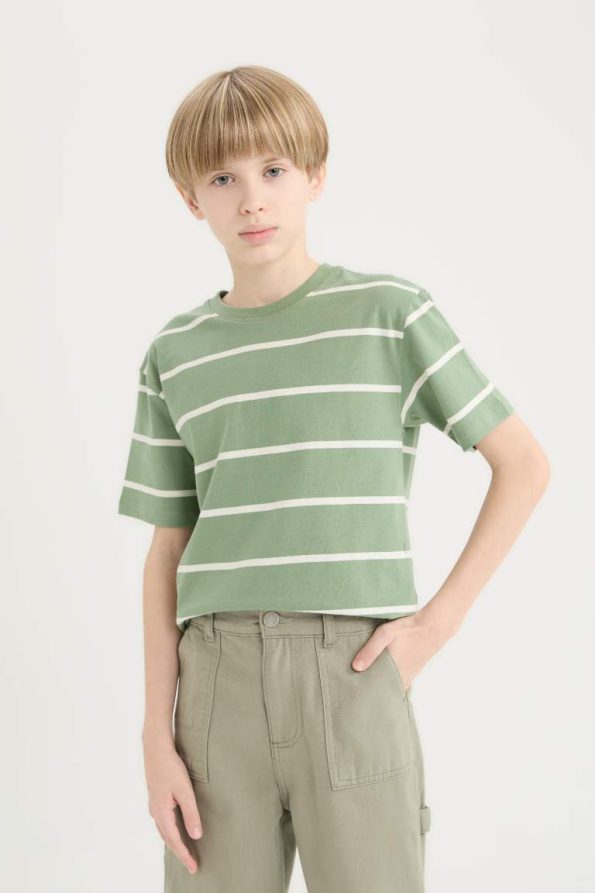 Boys' Striped Short Sleeve Crew Neck T-Shirt