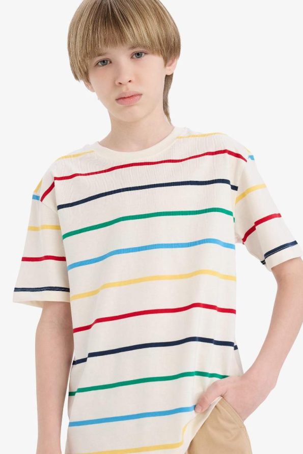 Boys' Striped Short Sleeve Crew Neck T-Shirt